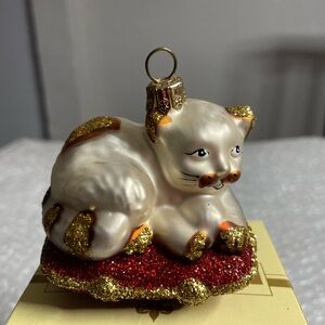 Impuls Mouth Blown & Hand Painted Christmas Ornament - Cat Unique